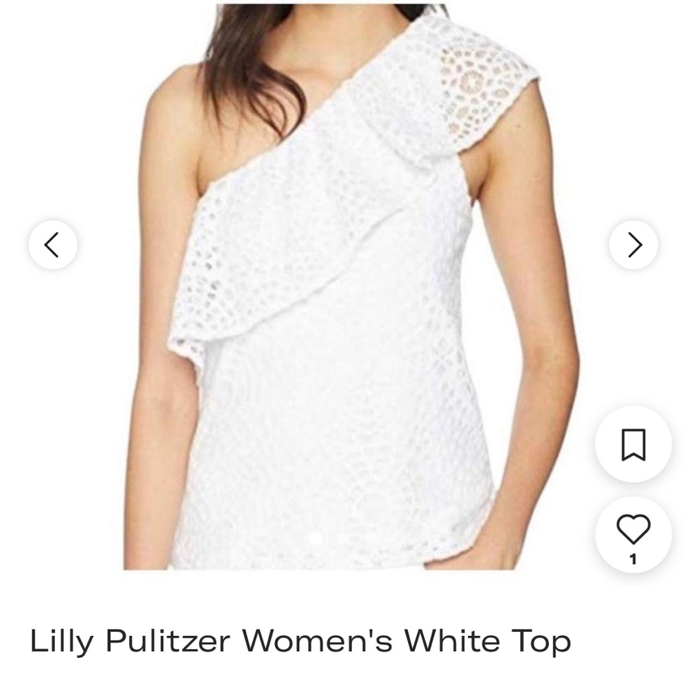 Lilly Pulitzer White Asymmetrical Ruffled Blouse